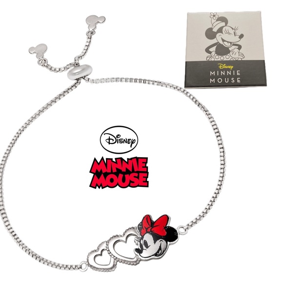 Disney Jewelry - DISNEY Minnie Adjustable Silver Heart Bracelet